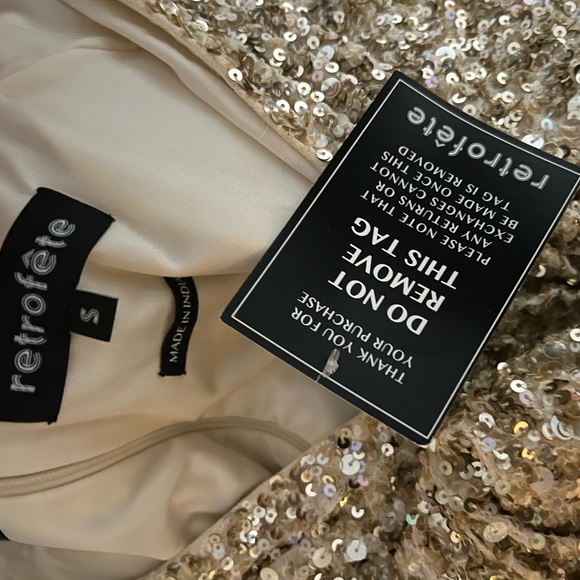 NWT RETROFÊTE Aubrielle sequined gold mini dress - Picture 10 of 11